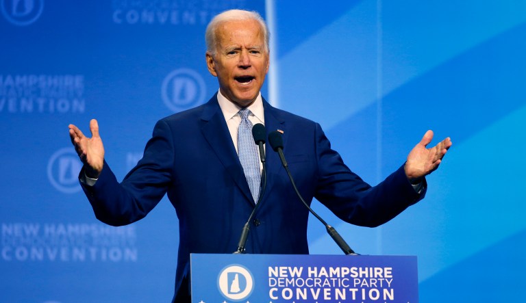 Democratic presidential candidate former Vice President Joe Biden speaks.