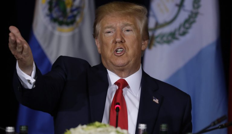 President Trump speaks at the InterContinental New York Barclay hotel during the United Nations General Assembly, Wednesday, Sept. 25, 2019, in New York. 