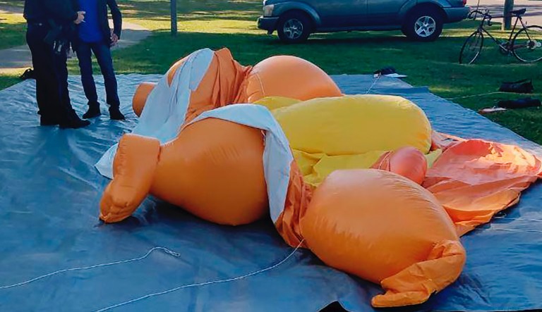 This Baby Trump balloon was on display at Monnish Park in Tuscaloosa on Saturday, Nov. 9. 2019, during the Alabama-LSU football game to protest President Donald Trump's visit to Tuscaloosa. 
