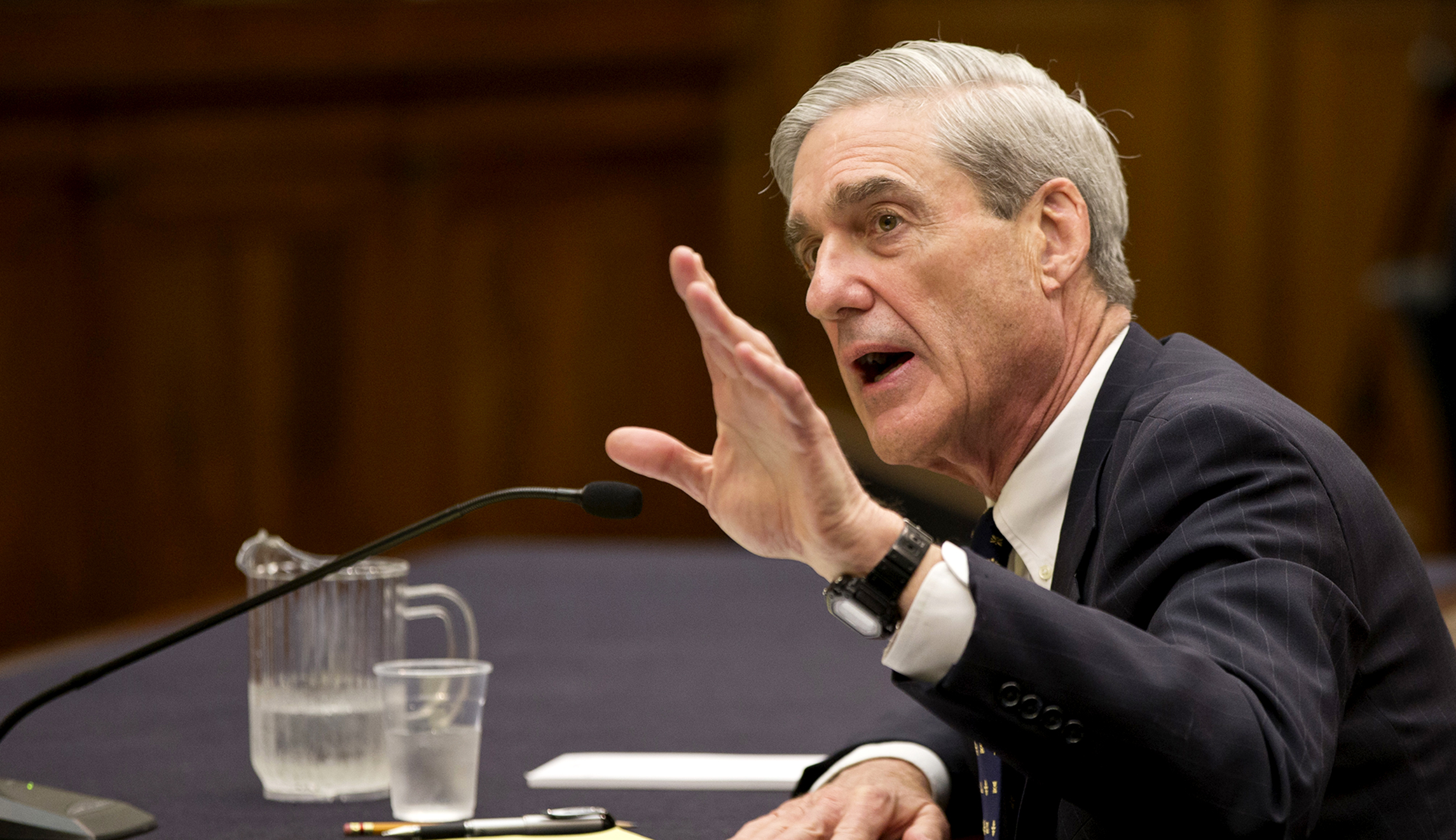Robert Mueller speaks during a hearing on Capitol Hill in Washington, D.C.