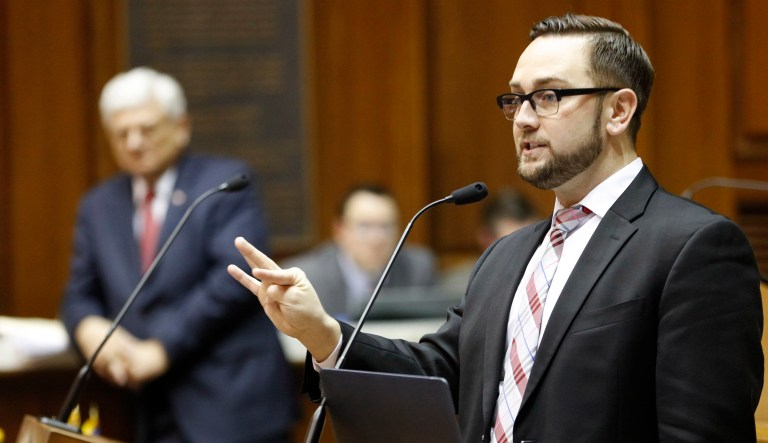 State Rep. Dan Forestal, D-Indianapolis, speaks.