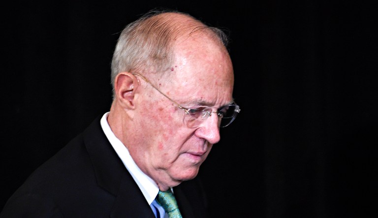 Supreme Court Justice Anthony Kennedy comes onstage before speaking at the Ninth Circuit Judicial Conference.