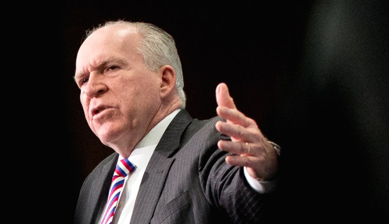 Former CIA Director John Brennan gives a speech.