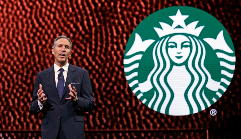 Starbucks CEO Howard Schultz speaks at Starbucks annual shareholders meeting Wednesday, March 22, 2017, in Seattle.