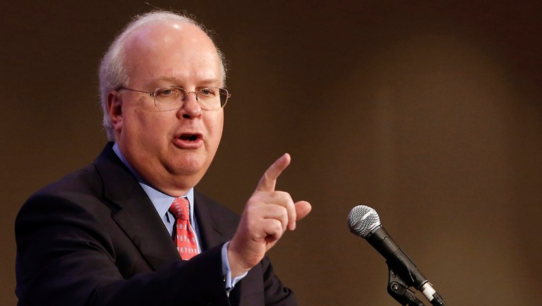 Republican strategist Karl Rove speaking in Sacramento, Calif.
