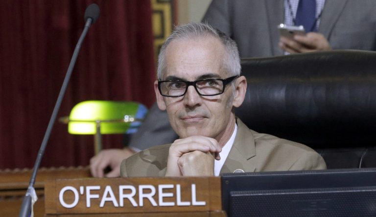 Los Angeles City Councilman Mitch OâFarrell is seen in Council Chambers at Los Angeles City Hall  Wednesday, Nov. 18, 2015.