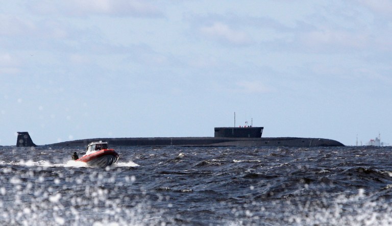 A Russian nuclear submarine, Yuri Dolgoruky, is seen during sea trials near Arkhangelsk, Russia, in 2009. Another Russian submarine near Murmansk had all of its crew killed after they reportedly inhaled toxic fumes.