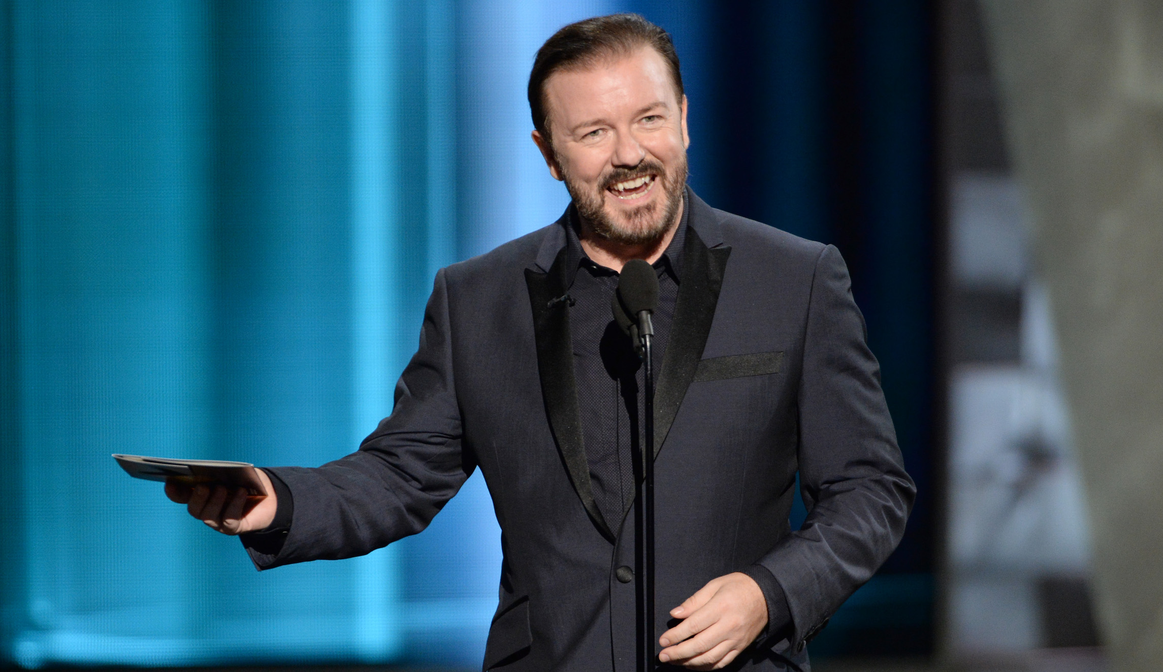 Ricky Gervais makes us wish he were hosting the Oscars, too