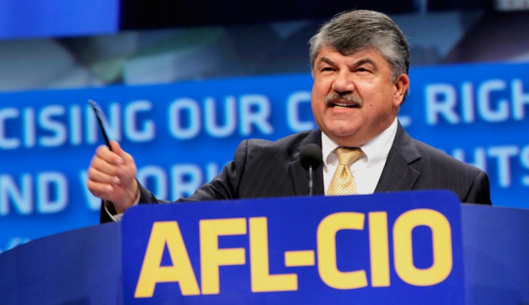 Richard Trumka, American Federation of Labor and Congress of Industrial Organizations president, addresses members.
