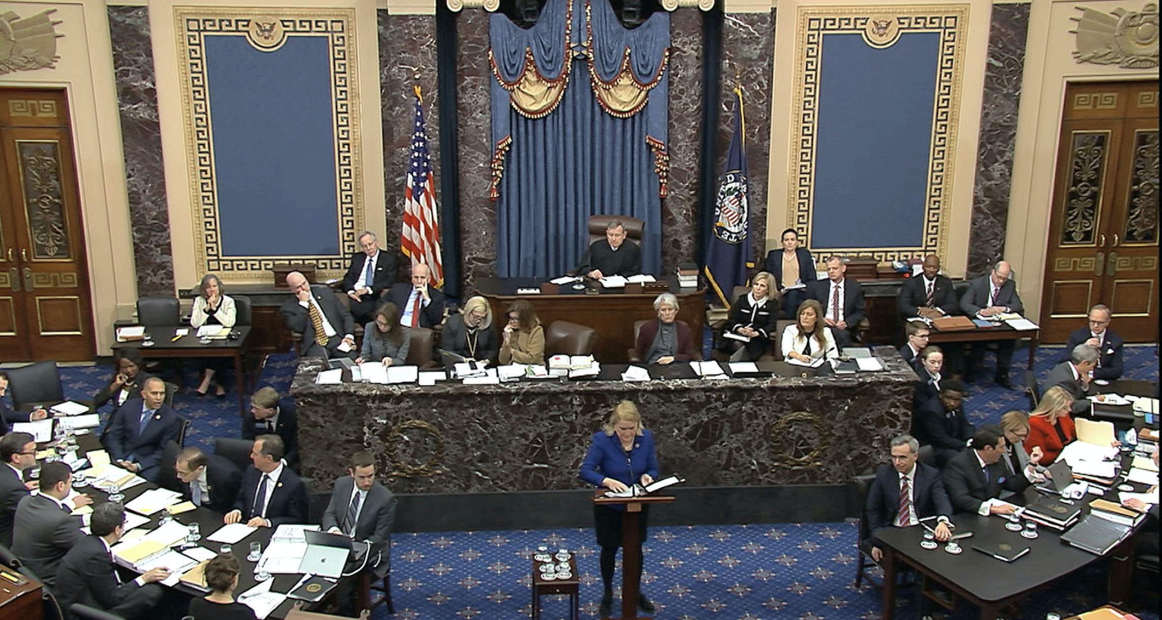 Senate Republicans say House impeachment managers arguing  ‘nothing new’ on second day of trial