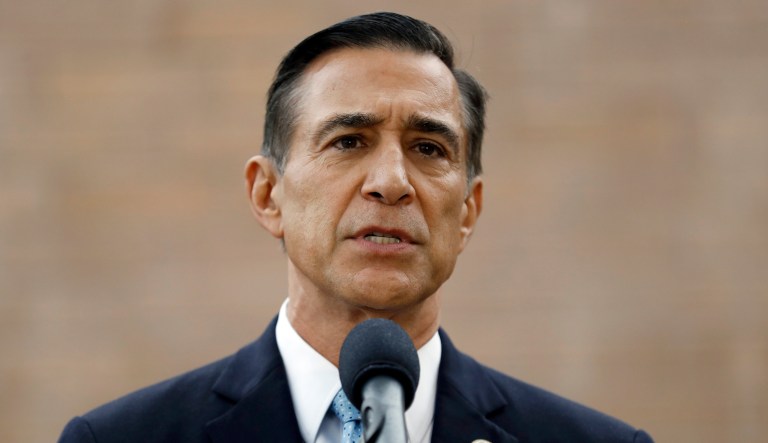 FILE - In this Sept. 26, 2019, file photo, former Republican congressman Darrell Issa speaks during a news conference in El Cajon, Calif. 