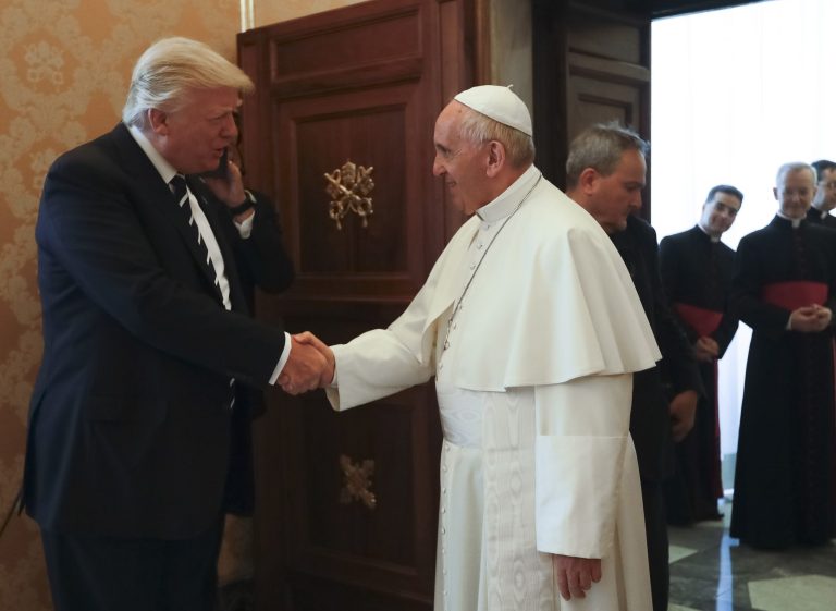 In this May 24, 2017, photo, Pope Francis meets with President Donald Trump at the Vatican. Trump has become the most pro-life president ever, pleasing many Catholics.