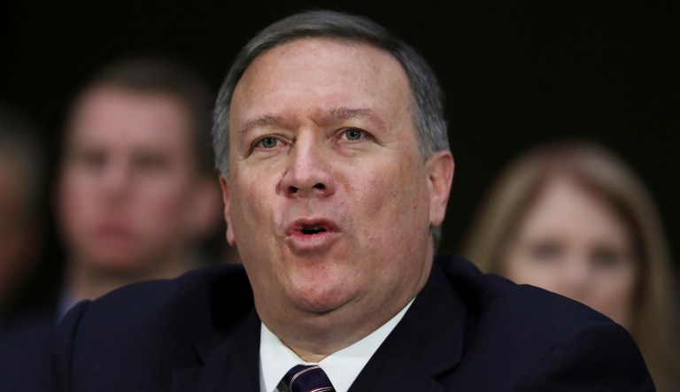 FILE - This is Thursday, Jan. 12, 2017 file photo of CIA Director Michael Pompeo, as he testifies on Capitol Hill in Washington. The Iran nuclear deal was in near terminal condition and on life support even before President Donald Trump fired Secretary of State Rex Tillerson, but his dismissal this week may hasten its demise. As CIA chief and Iran hawk Mike Pompeo prepares to take the helm of the State Department, the Trump administration is weighing whether to withdraw from the agreement earlier than the president has threatened, according to officials and outside advisers briefed on the matter.