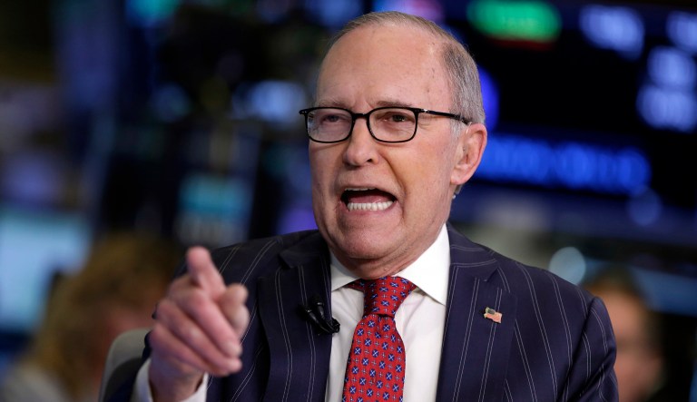 Larry Kudlow is interviewed on the floor of the New York Stock Exchange. President Trump has chosen Kudlow to be his top economic aide. 