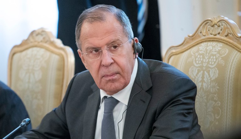 Russian Foreign Minister Sergey Lavrov attends a meeting in Moscow, Russia. 