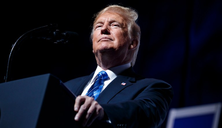 President Trump speaks during the Veterans of Foreign Wars of the United States National Convention. 
