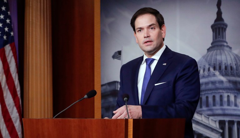 Sen. Marco Rubio, R-Fla., attends a news conference to discuss Paid Family Leave legislation. 