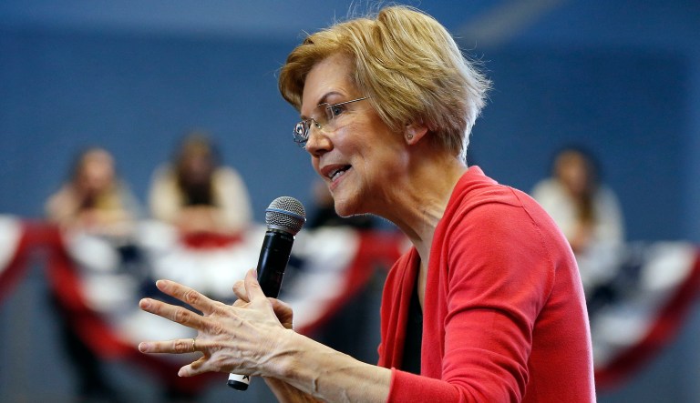 Sen. Elizabeth Warren, D-Mass., speaks during an organizing event at Manchester Community College in Manchester, N.H., Saturday, Jan.12, 2019.