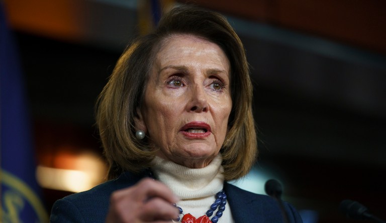 House Speaker Nancy Pelosi of California speaks during a news conference on Capitol Hill in Washington, Thursday, Jan. 17, 2019.
