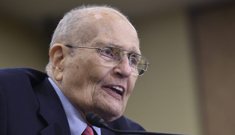 In this July 29, 2015, photo, former Rep. John Dingell, D-Mich., speaks at an event marking the 50th Anniversary of Medicare and Medicaid on Capitol Hill in Washington.