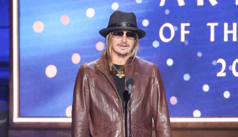 Kid Rock speaks at 2019 CMT Artists of the Year at Schermerhorn Symphony Center on Wednesday, October 16, 2019, in Nashville, Tenn. 