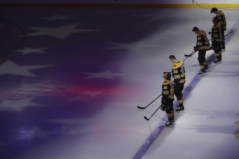 Every NHL player stands for national anthem during season restart, but some lock arms as sign of unity
