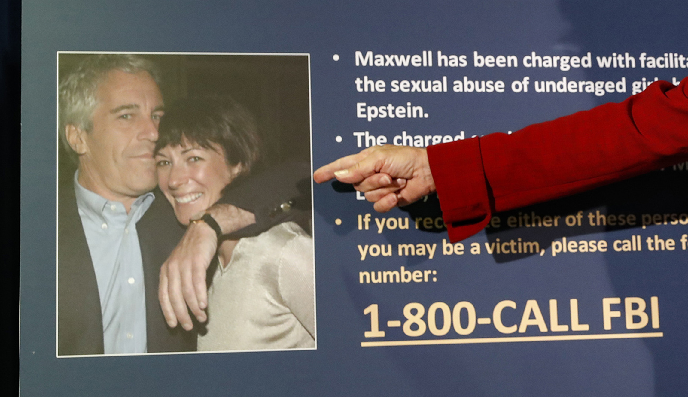 Pointing to Jeffrey Epstein and Ghislaine Maxwell Photo - 070920