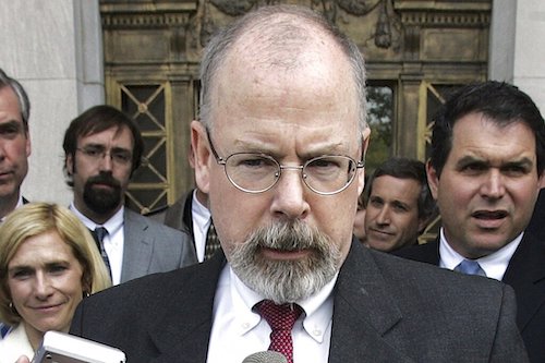 FILE - In this April 25, 2006 file photo, U.S. Attorney John Durham speaks to reporters on the steps of U.S. District Court in New Haven, Conn.  (AP Photo/Bob Child, File)