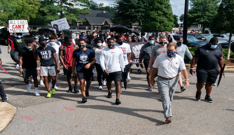 Nick Saban leads Alabama football team in Black Lives Matter march