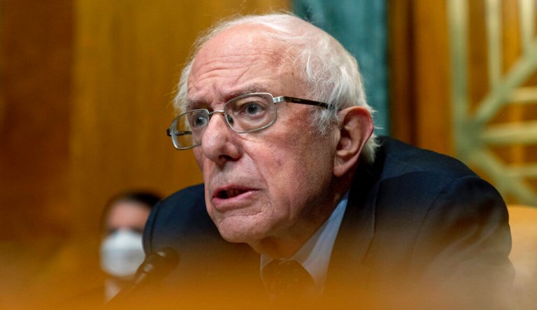 Chairman Sen. Bernie Sanders, I-Vt., speaks as Neera Tanden, President Joe Bidenâs nominee for Director of the Office of Management and Budget (OMB), testifies during a Senate Committee on the Budget hearing on Capitol Hill in Washington, Wednesday, Feb. 10, 2021.