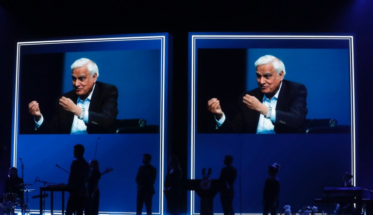 Vice President Mike Pence speaks at Passion City Church during a memorial service for Ravi Zacharias on Friday, May 29, 2020, in Atlanta.