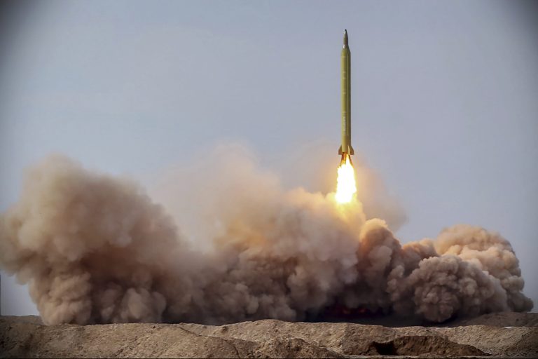 In this file photo released Jan. 16, 2021, by the Iranian Revolutionary Guard, a missile is launched in a drill in Iran. 