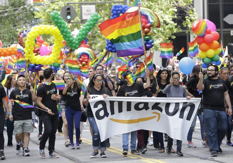 A group with Amazon marches in the Pride parade in San Francisco, Sunday, June 25, 2017.                                                                                                                                                                                                       