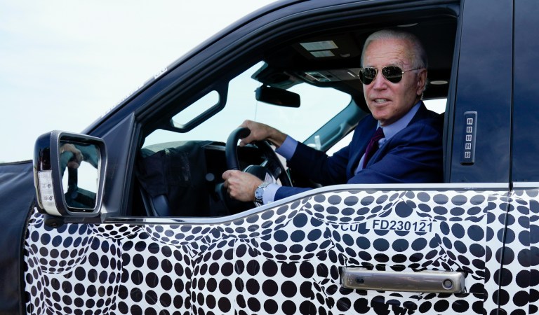 ‘This sucker’s quick’: Biden takes Ford’s new electric truck for a joy ride