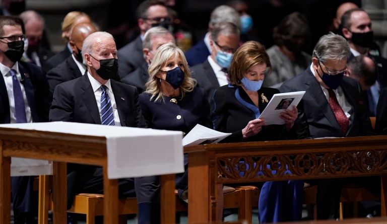 Biden calls on US to ‘come together as one nation’ during remarks at Republican senator’s funeral