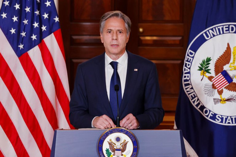 Secretary of State Antony Blinken speaks about Afghanistan at the State Department.