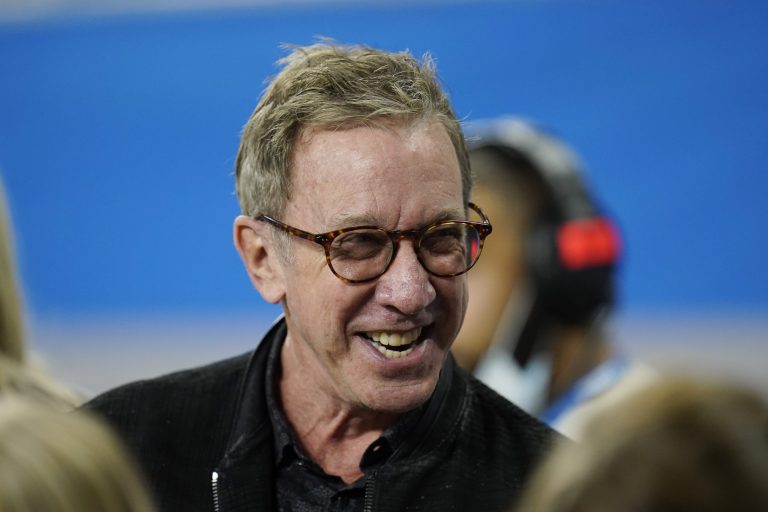 Tim Allen is seen during pregame of an NFL football game between the Detroit Lions and the Chicago Bears, Thursday, Nov. 25, 2021, in Detroit.