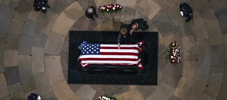 Former Senate majority leader and presidential candidate Bob Dole lies in state at US Capitol