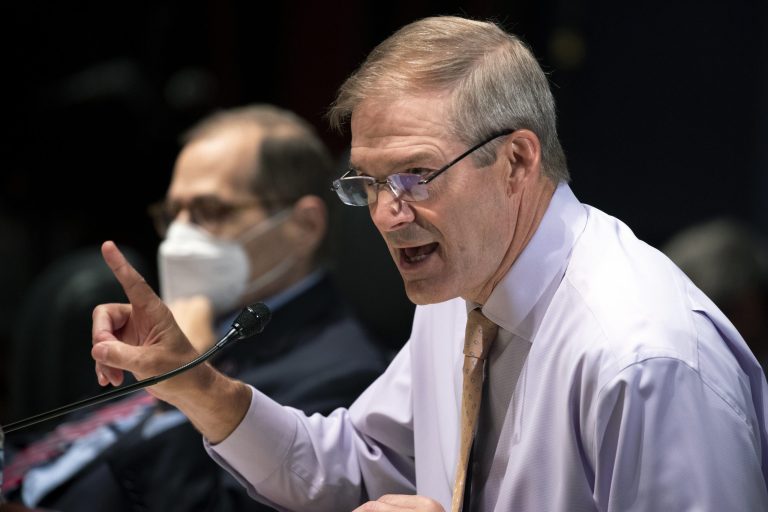 Rep. Jim Jordan speaks as Attorney General Merrick Garland appears before the House Judiciary Committee oversight hearing of the United States Department of Justice, Thursday, Oct. 21, 2021, on Capitol Hill in Washington. Jordan, one of former President Donald Trumpâs closest allies in Congress, on Sunday, Jan. 9, 2022, rejected a request for an interview by the House panel investigating the Jan. 6, 2021, Capitol insurrection. 