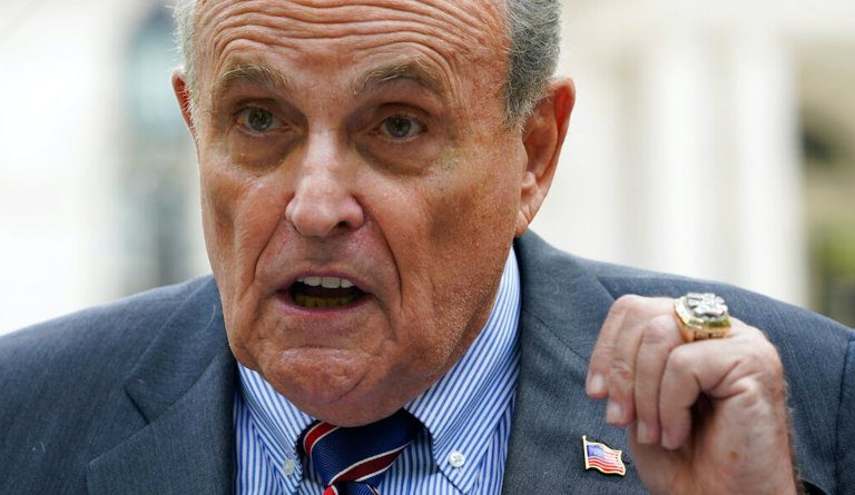 Former New York City mayor Rudy Giuliani countersued Smartmatic, which has filed a $2.7 billion lawsuit against the former Trump attorney. (AP Photo/Mary Altaffer)