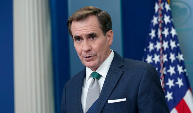 NSC Strategic Communications Coordinator John Kirby speaks during the daily briefing at the White House in Washington, Wednesday, July 27, 2022. 