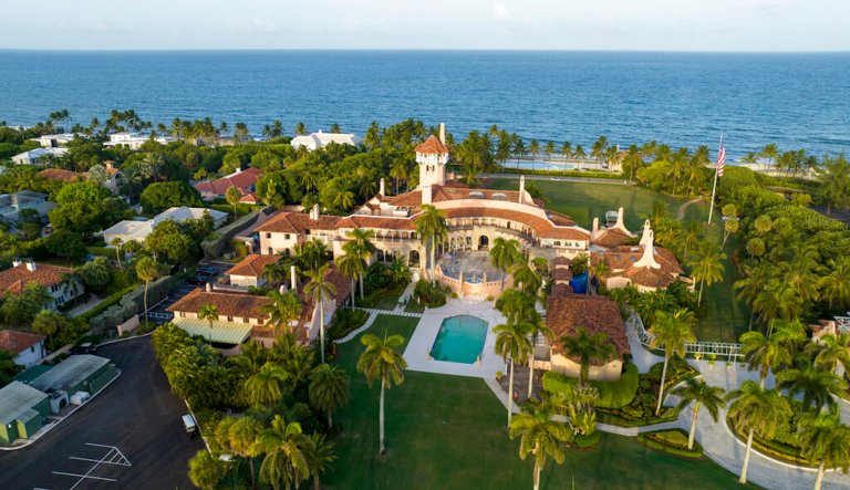 An aerial view of President Donald Trump's Mar-a-Lago estate is pictured, Wednesday, Aug. 10, 2022, in Palm Beach, Fla. 