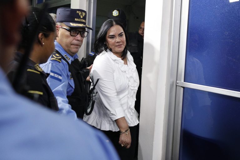 Former Honduran first lady Rosa Bonilla leaves court after her conviction on corruption charges.
