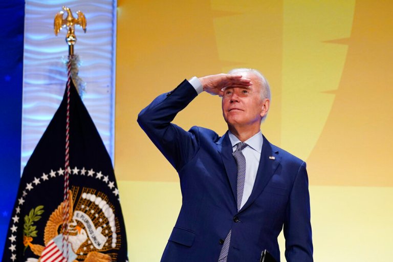 President Joe Biden looks into the audience as he leaves after speaking during the White House Conference on Hunger, Nutrition, and Health, at the Ronald Reagan Building, Wednesday, Sept. 28, 2022, in Washington.