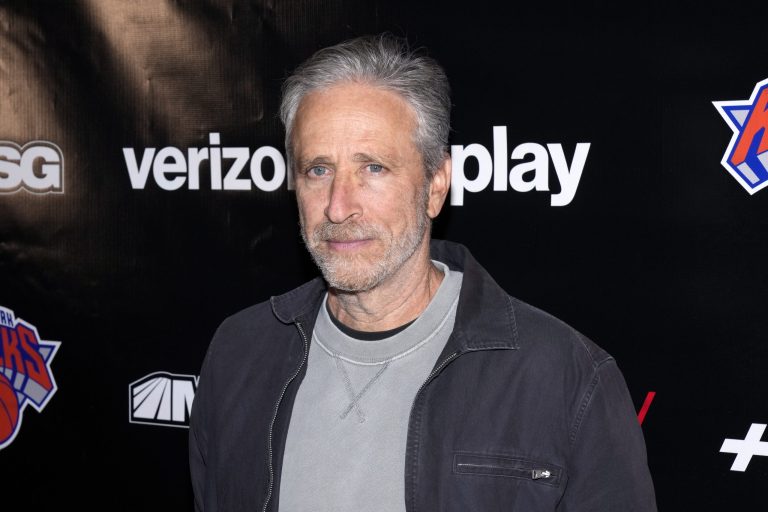 Jon Stewart attends the New York Knicks season home opener at Madison Square Garden on Friday, Oct. 21, 2022, in New York. 