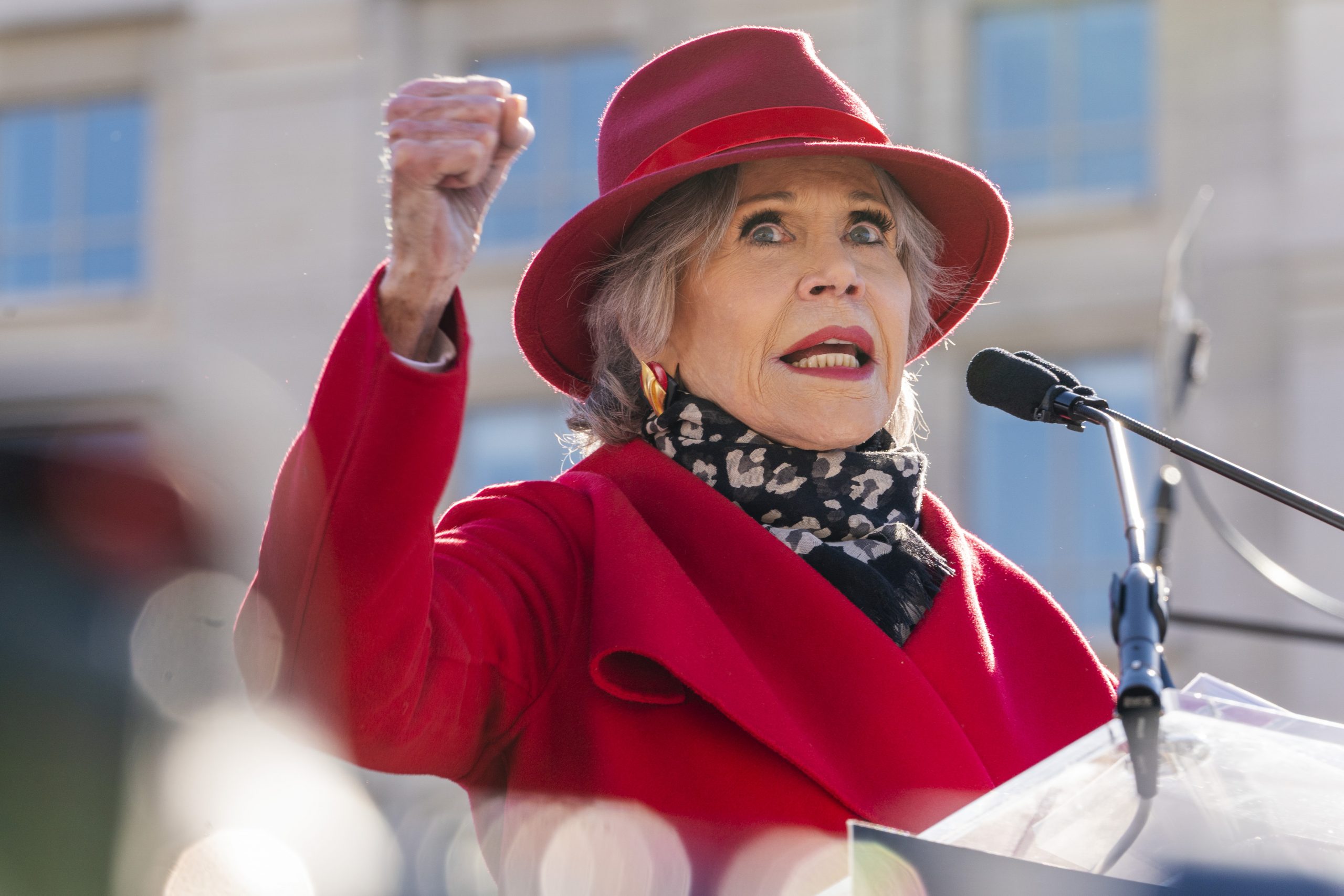 WATCH: Jane Fonda rallies in DC for first time since pandemic