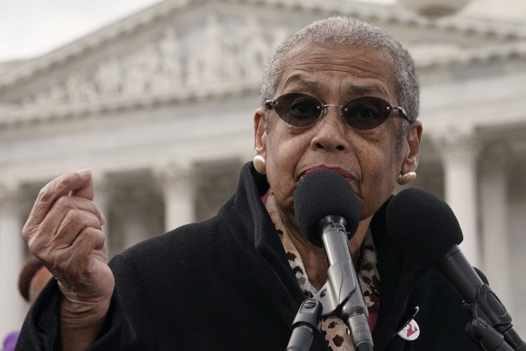 Del. Eleanor Holmes Norton (D-DC) speaks during a news conference with members of Congress, and airport service workers, about the 'Demand Good Jobs for Good Airports Act,' Thursday, Dec. 8, 2022, on Capitol Hill in Washington. 