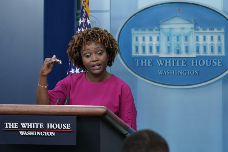 White House press secretary Karine Jean-Pierre lauded the Federal Reserve Tuesday but would not say whether the rate hikes implemented by Board Chairman Jerome Powell over the past year had slowed inflation.