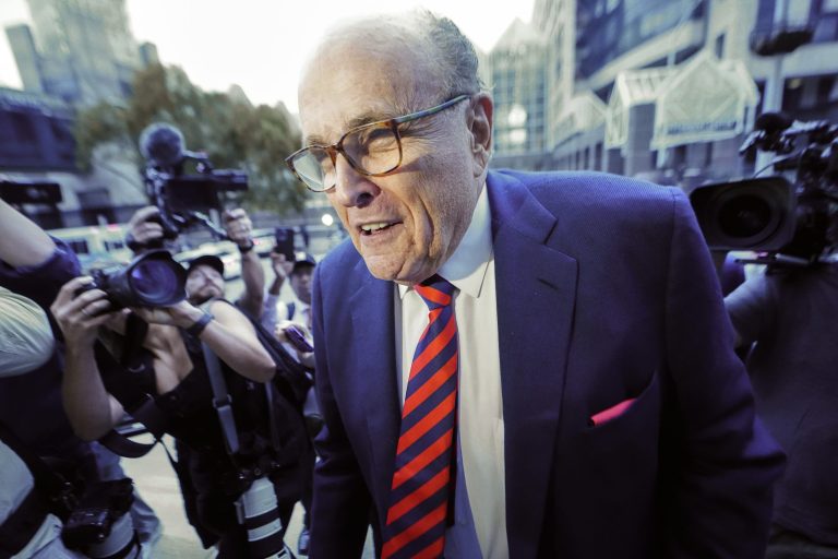Rudy Giuliani arrives at the Fulton County Courthouse on Wednesday, Aug. 17, 2022, in Atlanta. 