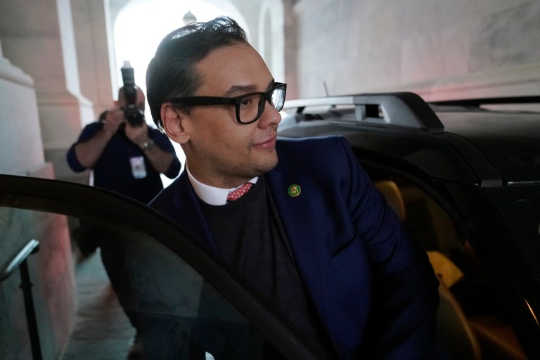 Rep. George Santos, R-N.Y., departs Capitol Hill in Washington, Wednesday, Jan. 11, 2023.
